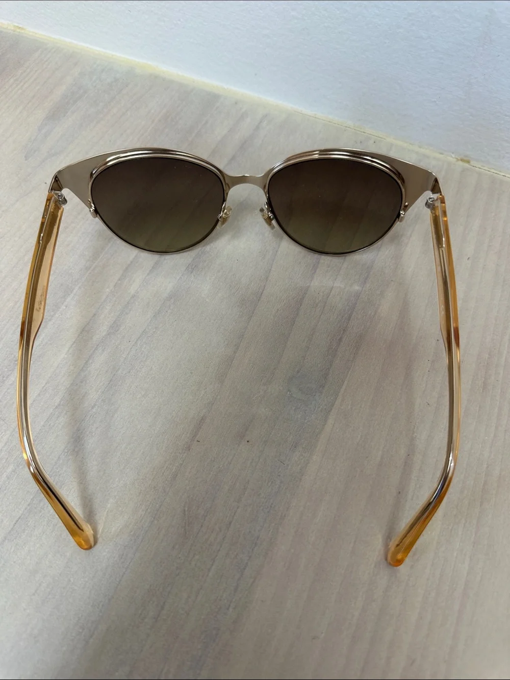 kate spade Marietta Rose Gold Cat Eye Sunglasses with Glitter Accents